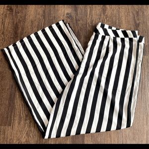 Black and white striped trousers